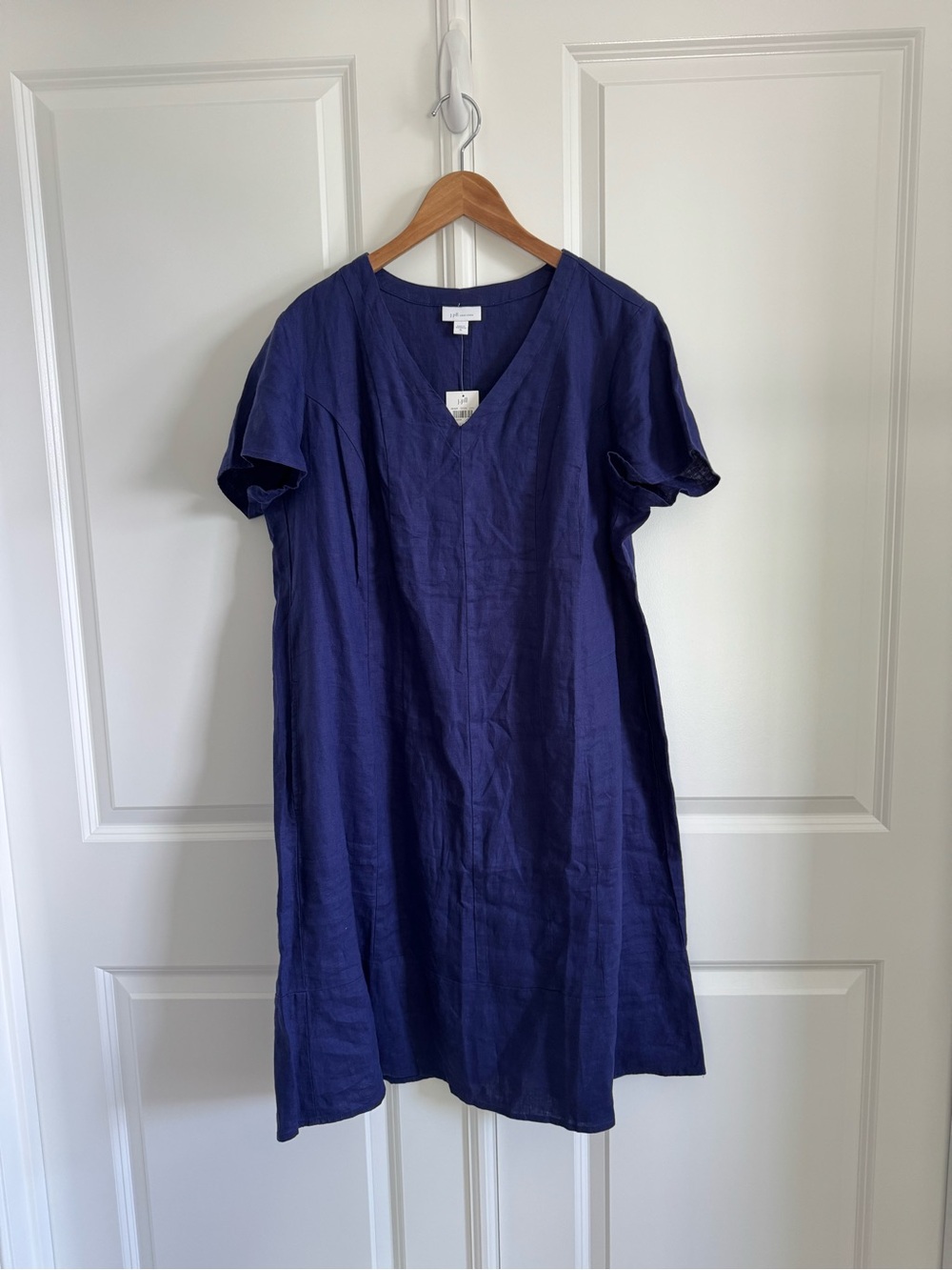 J. Jill Purple/Blue V‑Neck Linen Dress - Picture 1 of 5